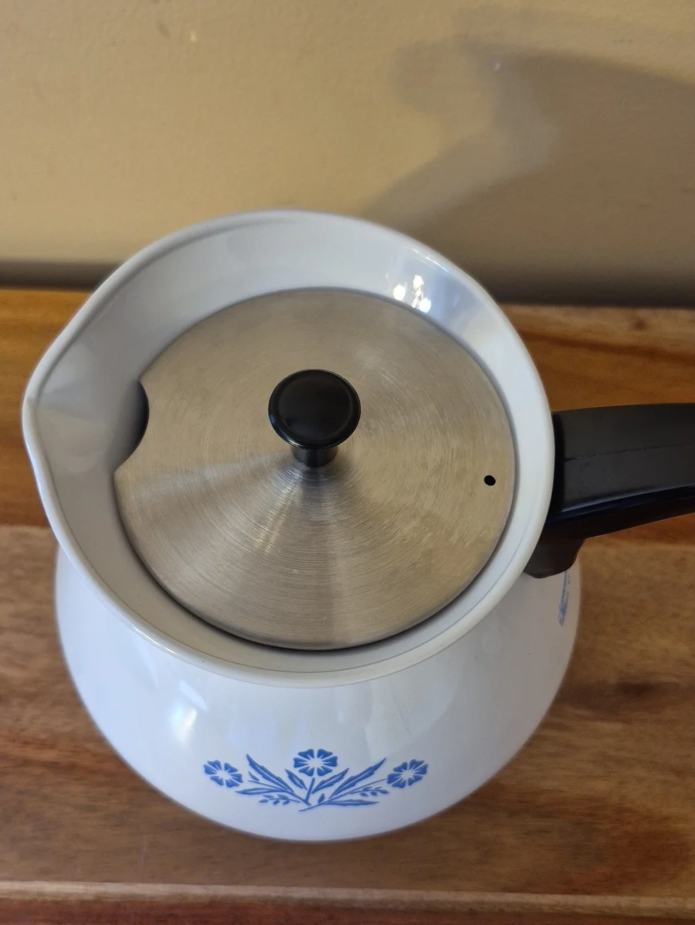 Vintage CorningWare White Blue Floral Percolator Coffee Pot with Lid